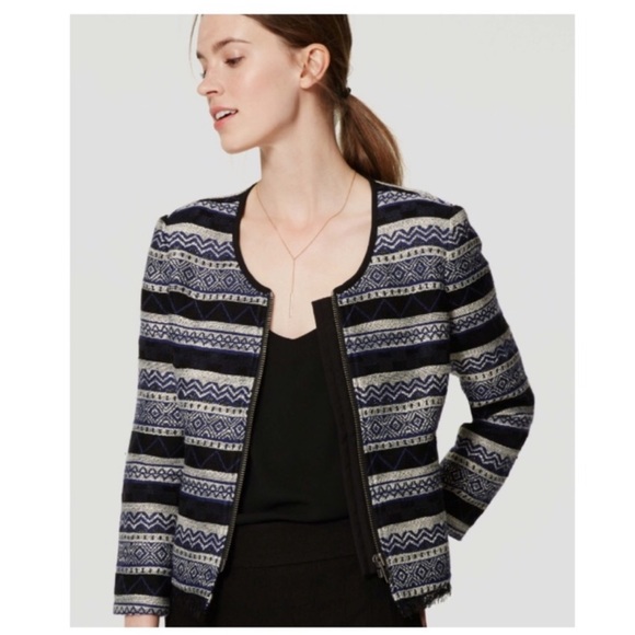 LOFT Woven Fringe Blazer - Picture 2 of 8